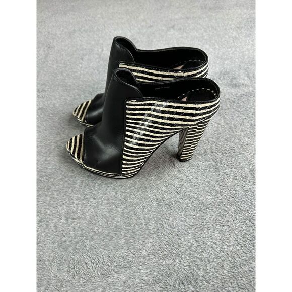 Derek Lam 10 Crosby Jiles Mules Size 7M Black Leather Stripes - Picture 5 of 11